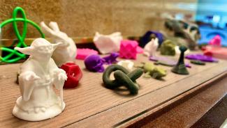 Image of a collection of 3D printed models at the Gerstein Science Information Centre.